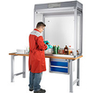 Gefahrstoff-Arbeitsplatz mit Frischluftschleier, 600 x 1400 x 1200 mm
